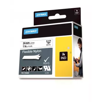 DYMO IND flexibel nylon, zwart op wit, meerkleurig, nylon, -10 - 80 °C, UL 969, DYMO