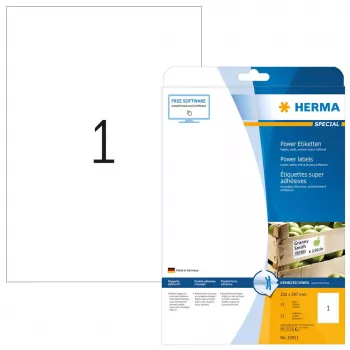 Zelfklevend printeretiket HERMA Labels A4 210x297 mm wit extra sterk hechtend papier mat 25 stuks