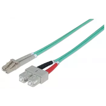 Intellinet glasvezel-patchkabel, OM3, LC/SC, 3 m, aqua, duplex, multimode, 50/125 µm, LSZH, vezel, levenslange garantie