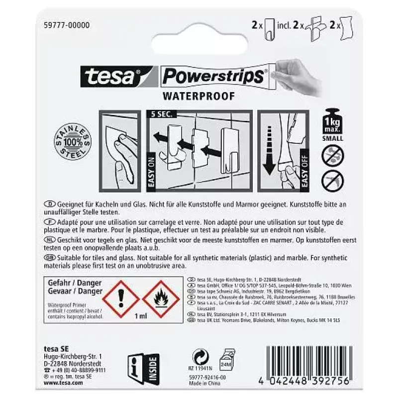 Handdoekhaak TESA 59777-00000 metallic indoor 2 stuks