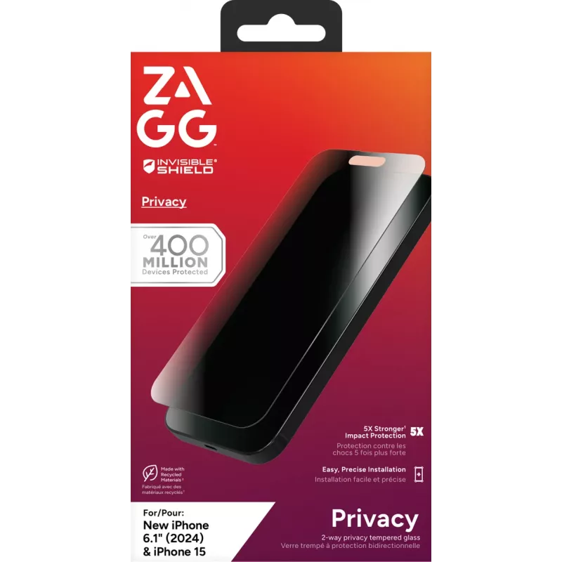 InvisibleShield Glass Elite Privacy Apple iPhone 16/15 scherm