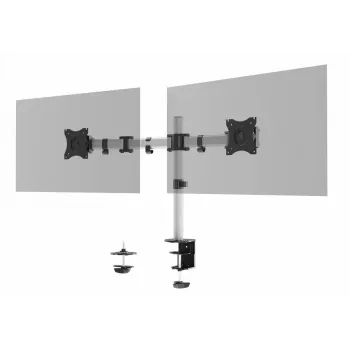 Durable SELECT Monitorbeugel 509523 voor 2 monitoren, bureaubevestiging, zilver