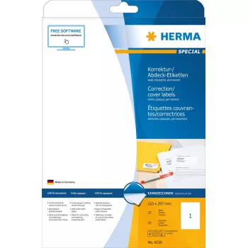 Zelfklevende etiketten HERMA A4 210x297 mm 25 st.