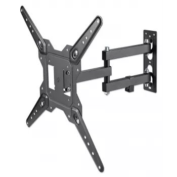 Manhattan wandhouder voor tv & monitors (volledig beweegbaar), voor schermen van 32 inch tot 55 inch, VESA-compatibiliteit: alles tussen 100x100 mm en 400x400 mm – controleer de afmetingen van de vier bevestigingsgaten op de achterkant van het scherm om zeker te zijn dat het past, max. 30 kg, zwart, houder