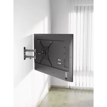 Manhattan wandhouder voor tv & monitors (volledig beweegbaar), voor schermen van 32 inch tot 55 inch, VESA-compatibiliteit: alles tussen 100x100 mm en 400x400 mm – controleer de afmetingen van de vier bevestigingsgaten op de achterkant van het scherm om zeker te zijn dat het past, max. 30 kg, zwart, houder