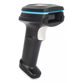 Manhattan draadloze 2D-handbarcodescanner, 250 mm scandiepte, tot 80 m effectief bereik (zichtlijn), max. omgevingslicht 100.000 lux (zonlicht), zwart, oplaadkabel (USB-A naar USB-C naar het apparaat) 1 m inbegrepen, drie jaar garantie