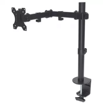 Manhattan desk mount voor tv & monitors (full motion), voor schermen 13 inch tot 27 inch, klembevestiging op het bureau, VESA-compatibiliteit: 75x75 mm en 100x100 mm – controleer de afmetingen van de vier montagegaten op de achterkant van het scherm om zeker te zijn dat hij past, max. 8 kg, houder, levenslange garantie
