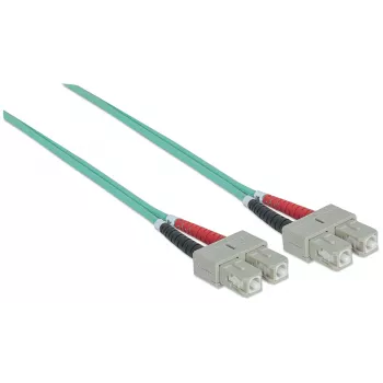 Intellinet glasvezel-patchkabel, OM3, SC/SC, 5m, aqua, duplex, multimode, 50/125 µm, LSZH, glasvezel, levenslange garantie