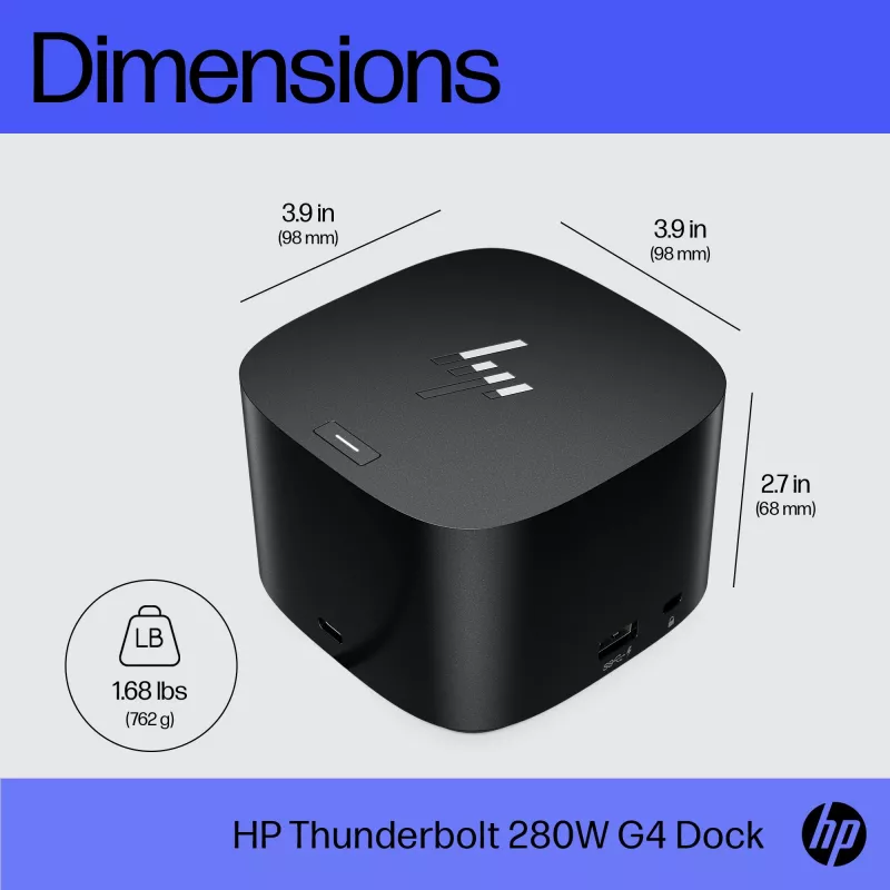 HP Thunderbolt Dock 280W G4 bedrade dockingstation Thunderbolt 4 zwart