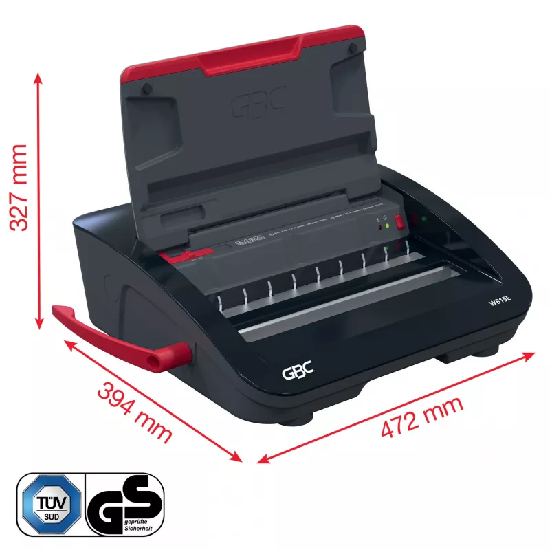 GBC WireBind® WB15E elektrische bindmachine, draadbindmachine, elektrisch, 125 vel, zwart, rood