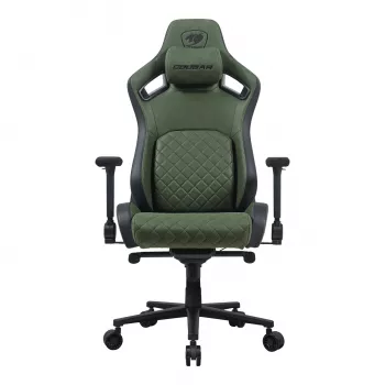 Universele gamingstoel Cougar DEFENSOR S ARMY groen F — gevoerde zitting, max. 150 kg, B 760 × D 690 mm, H 129,5–137 cm