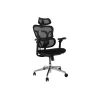 Ergonomische bureaustoel EQUIP 651053 met hoofdsteun en armleuningen, mesh rug, gevoerde zitting, in hoogte verstelbaar 117–135 cm, breedte 660 mm, zwart