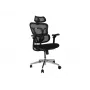 Ergonomische bureaustoel EQUIP 651053 met hoofdsteun en armleuningen, mesh rug, gevoerde zitting, in hoogte verstelbaar 117–135 cm, breedte 660 mm, zwart