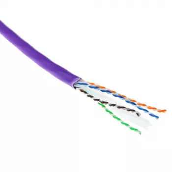 ACT Cat 6A U/UTP massieve installatiekabel, LSZH, CPR euroclass ECA 23AWG, violet 500 meter