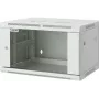 Intellinet 19 inch netwerkkast – wandmontage (standaard), 6U, 450 mm diep, grijs, gemonteerd, max. 60 kg, ook geschikt voor tafel- of vloeropstelling, bruikbare diepte 350 mm, metalen en glazen deur, achterwand, afneembare zijwanden, onderdelen voor wandmontage (bijv. schroeven/pluggen) niet inbegrepen