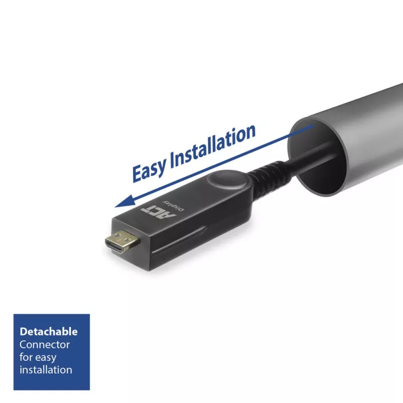 ACT DisplayPort 1.4 actieve optische kabel 8K 30 meter met afneembare stekker