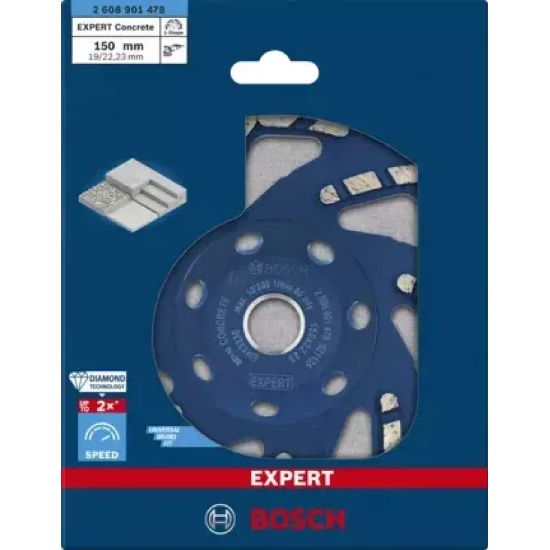 Schijf Bosch 2 608 901 478 met vlak centrum voor beton