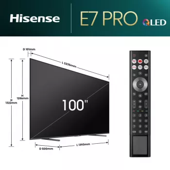 Hisense 100E77NQ PRO 2,54 m (100 inch) 4K Ultra HD smart-tv Wi-Fi zwart 500 cd/m²