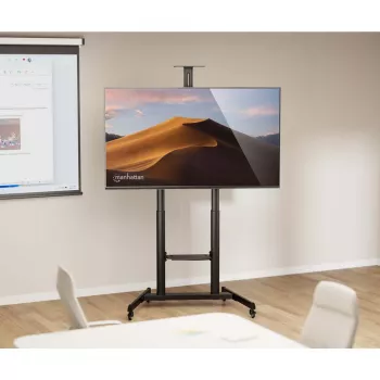 Manhattan trolley-montagestandaard voor tv & monitors (hoogteverstelling met slinger), voor schermen: 37 inch tot 120 inch, VESA-compatibiliteit: alle tussen 200x200 tot 1000x600mm – Controleer de afmetingen van de vier bevestigingsgaten aan de achterkant van het scherm, max. 120 kg, 1180 tot 1630 mm