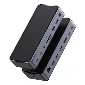 eSTUFF GLB232006 laptop-dockingstation/port-replicator bedraad USB 3.2 Gen 1 (3.1 Gen 1) Type-C aluminium, zwart