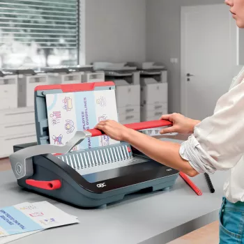 GBC CombBind® CB25 handmatige bindmachine, kam-bindmachine, handmatig, 390 vel, zwart, rood