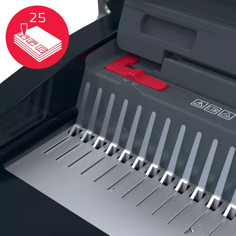 GBC CombBind® CB25 handmatige bindmachine, kam-bindmachine, handmatig, 390 vel, zwart, rood