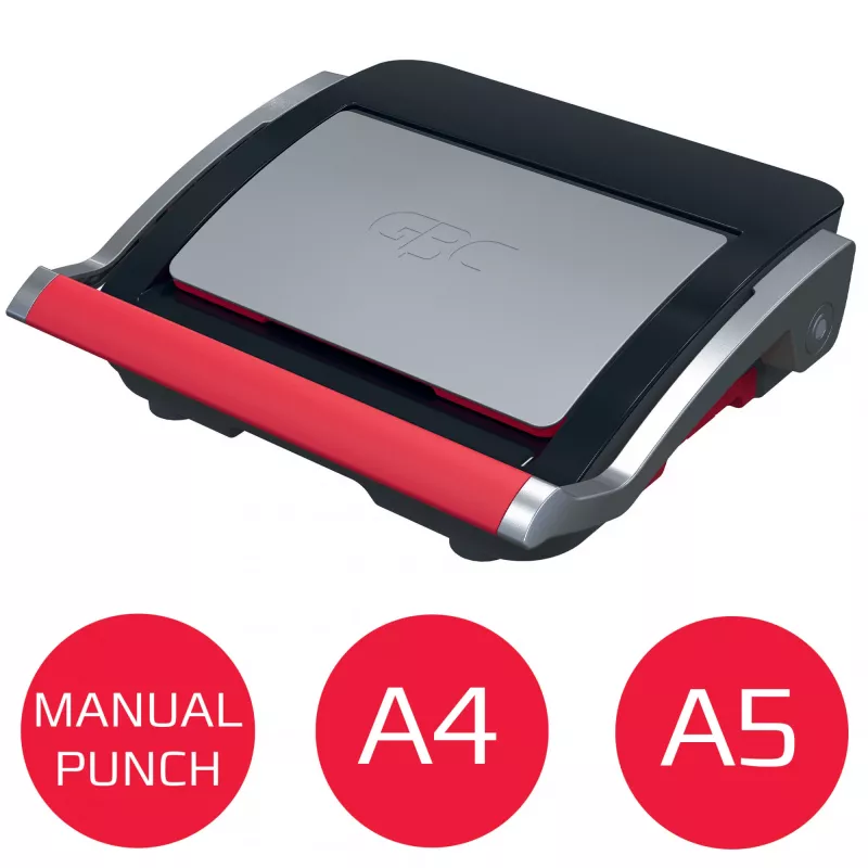 GBC CombBind® CB25 handmatige bindmachine, kam-bindmachine, handmatig, 390 vel, zwart, rood