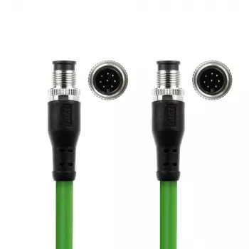 ACT Industrial 15,00 meter sensorkabel M12A 8-polig stekker naar M12A 8-polig stekker, Ultraflex TPE-kabel, afgeschermd