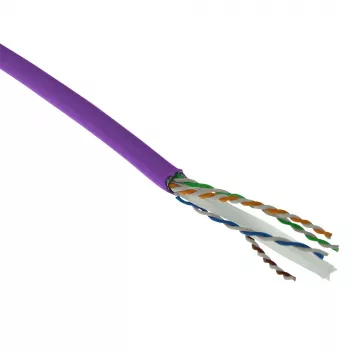 ACT Cat 6 F/UTP massieve installatiekabel, LSZH, CPR Euroklasse ECA, 24 AWG, paars, 305 meter