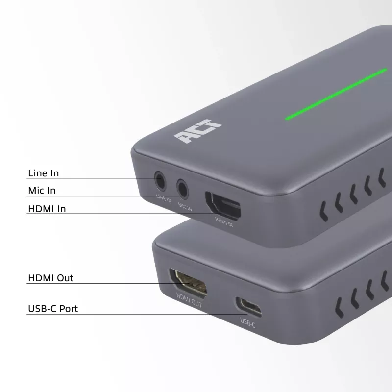 ACT USB-C videokaart, HDMI 4K@60Hz doorgifte, 4K@30Hz opname