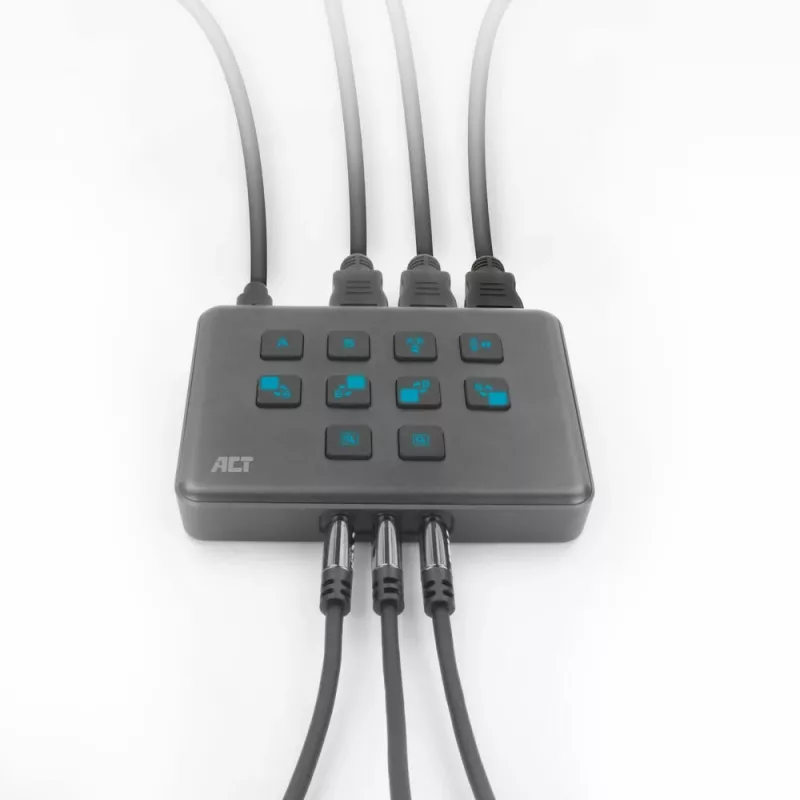 ACT dual HDMI-ingang USB-C videoswitcher 60Hz grijs