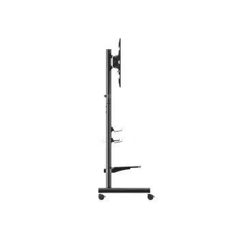 Mobiele tv-wagen EQUIP 50 inch–90 inch met pegboard-rek, VESA 200x200–600x400, 60 kg, zwart