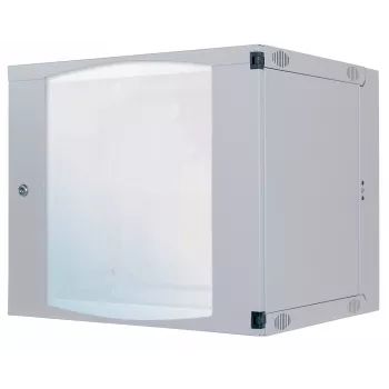 Intellinet 19 inch netwerkkast – wandmontage (tweedelig zwenkframe), 12HE, 600 mm diep, grijs, flatpack, max. 30 kg, zwenkt voor toegang tot de achterzijde bij wandmontage, rack, nuttige diepte 385 mm, onderdelen voor wandmontage niet inbegrepen