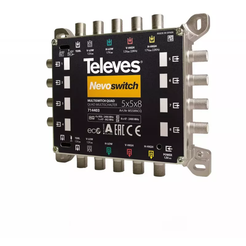 Satellietmultischakelaar Televes 714403 5 ingangen 13 uitgangen