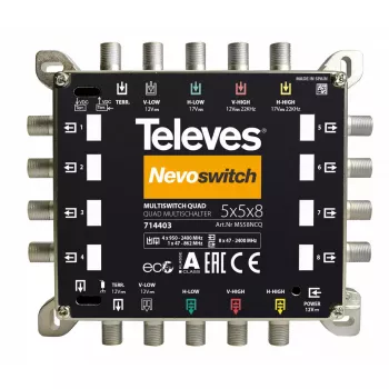 Satellietmultischakelaar Televes 714403 5 ingangen 13 uitgangen