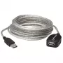 Manhattan USB-A naar USB-A verlengkabel, 5 m, stekker naar bus, actief, transparant zilver, 480 Mbit/s (USB 2.0), cascadeerbaar, geïntegreerde repeater, Hi-Speed USB, drie jaar garantie