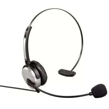Hama hoofdtelefoon met hoofdband bedraad kantoor/callcenter zwart, zilver