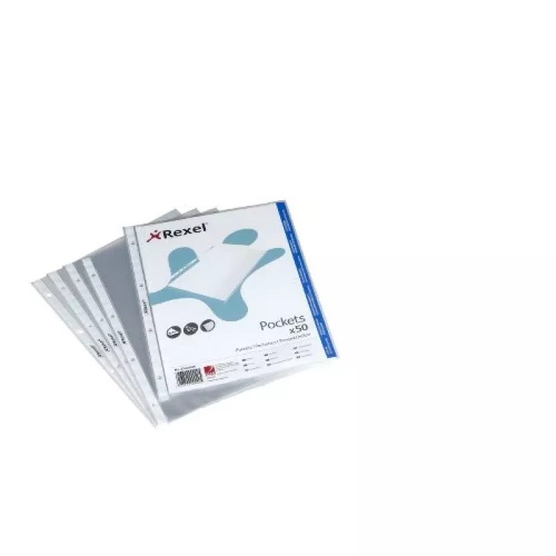 Rexel Crystal Clear A4 bovenaan open hoes (50), 210 x 297 mm (A4), transparant, polypropyleen (PP), staand, 50 st.