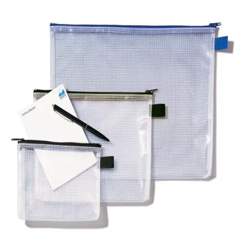 Rexel Mesh Bag 1300260 ritsmapje, A4, PVC, 360 x 275 x 35 mm, zwart, transparant