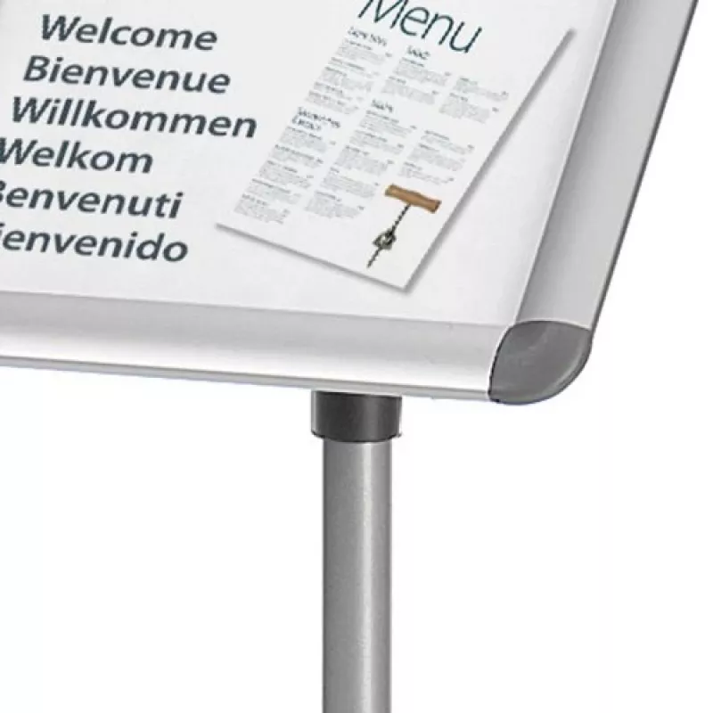 Nobo infostandaard 1902383, A4, 350 x 70 x 1010 mm, in hoogte verstelbaar, ronde voet, zilver