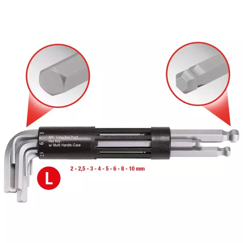 L-vormige inbussleutelset KS Tools 151.2100 metrisch 8 stuks