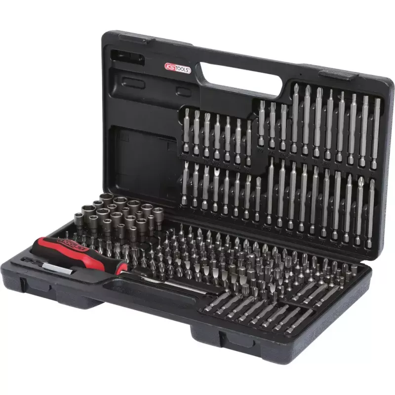 Schroevendraaier-bit-set KS Tools 911.2008 208 stuks nikkel DIN 3126 ISO 1173