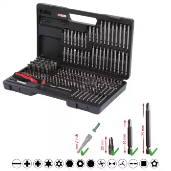 Schroevendraaier-bit-set KS Tools 911.2008 208 stuks nikkel DIN 3126 ISO 1173