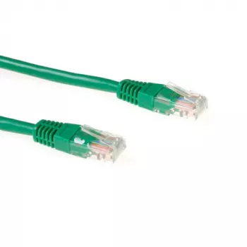 Patchkabel ACT CAT5E U/UTP met RJ45-stekkers, 15 m, groen, vergulde contacten