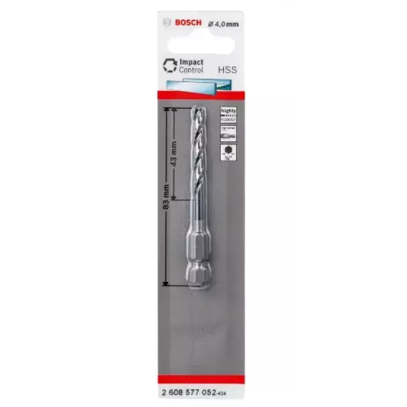 Bosch 2608577052 Metaal spiraalboor 4 mm, totale lengte 83 mm