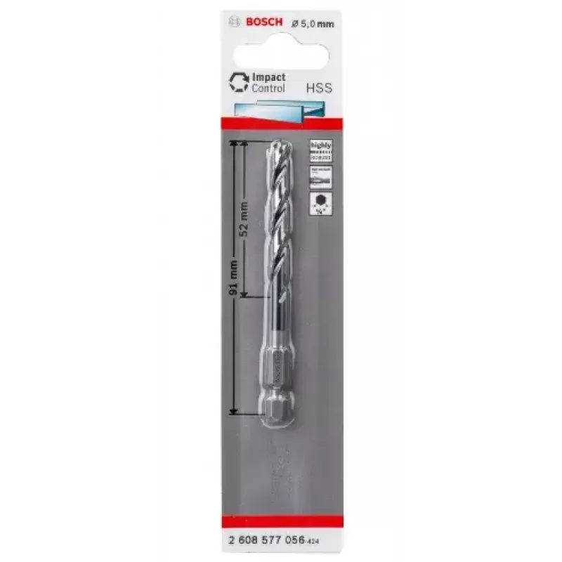 Bosch 2608577056 Metaal spiraalboor 5 mm, totale lengte 91 mm