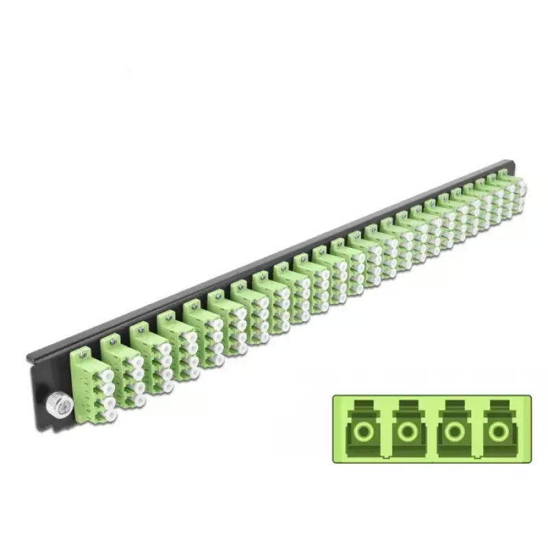 Splicebox frontplaat DeLOCK 19 inch 24 poort LC quad limoengroen