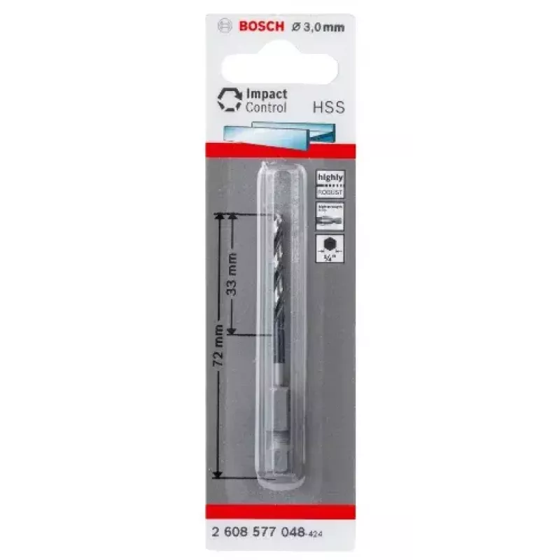 Bosch 2608577048 Metaal spiraalboor 3 mm, totale lengte 72 mm, DIN 338