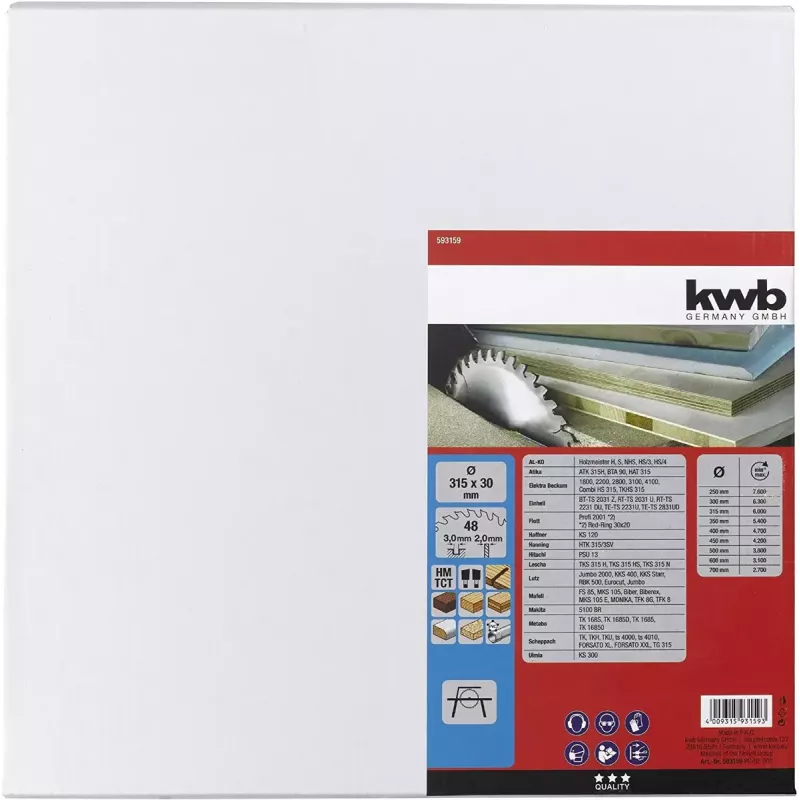 Cirkelzaagblad KWB 593159 31,5 cm 1 stuk