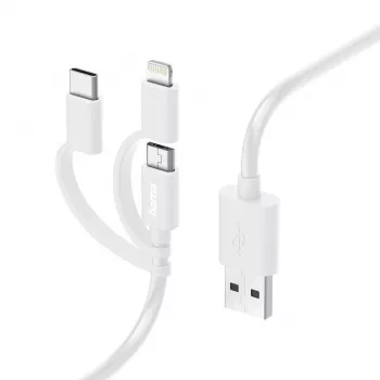 Hama 3-in-1 multi-oplaadkabel, USB-A – Micro-USB, USB-C en Lightning, 1,0 m, wit